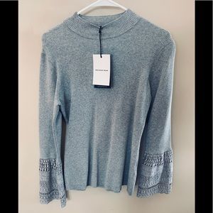 Long sleeve bell sleeve, mock turtleneck sweater